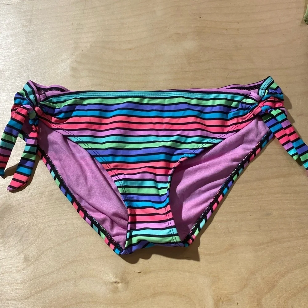 Tahiti Colorful Striped Bikini Bottoms size Medium (HF)